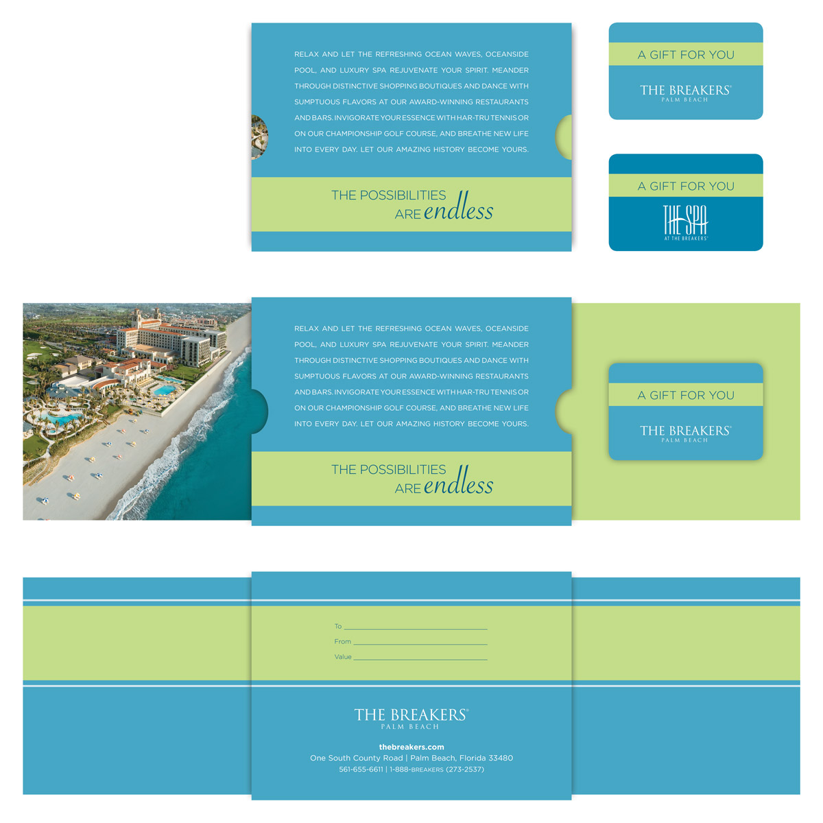 The Breakers Gift Card Presentation Green Stripe Style