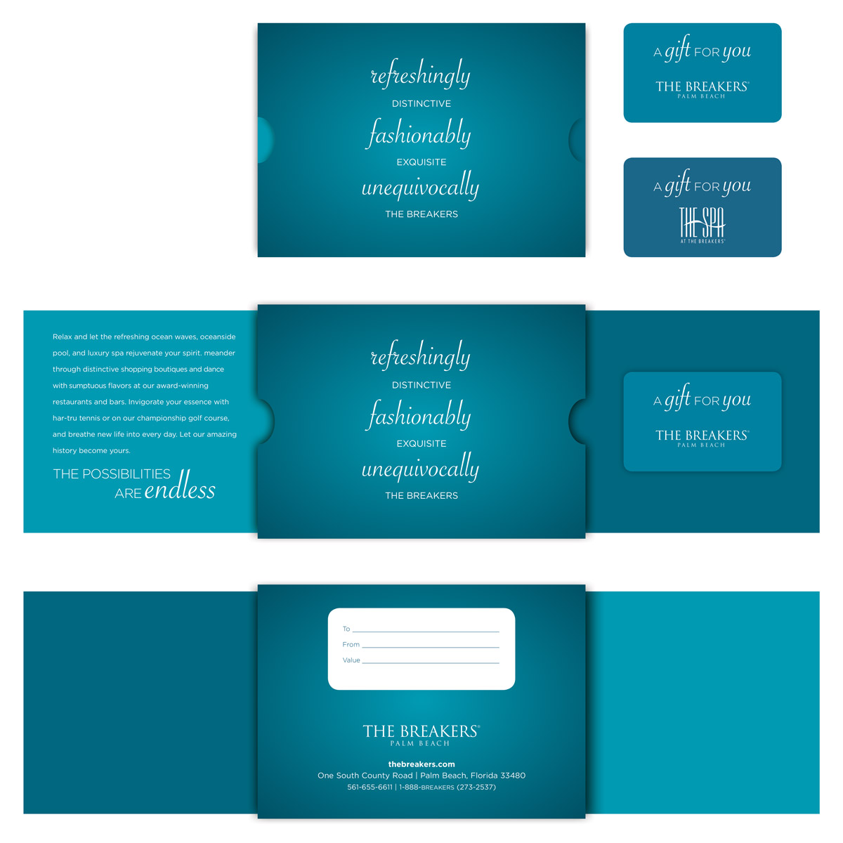 The Breakers Gift Card Presentation Teal Gradient Style
